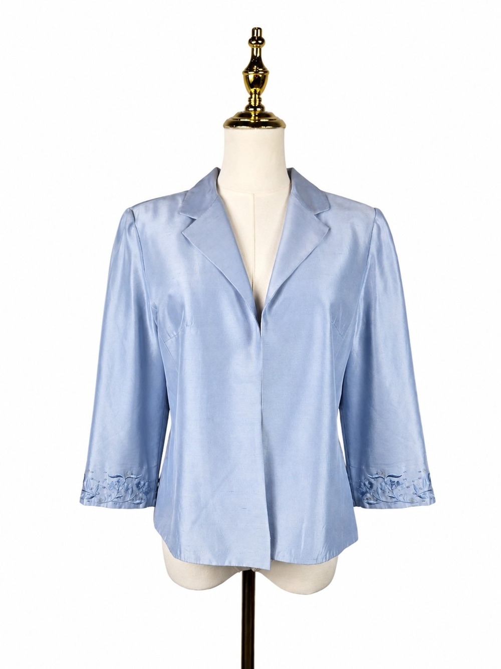 Vintage Adrianna Papell Silk Blazer Size 10 Blue Embroidered 90s Y2K Fairycore